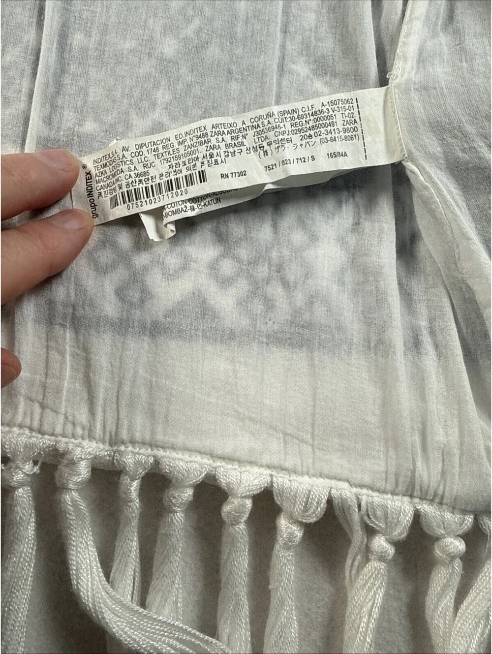 Zara Aztec Embroidered Fringe Jacket in Optic White Sz M Pre Owned
